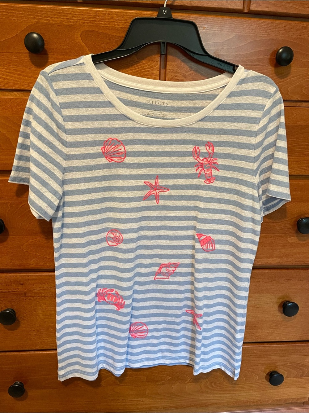 Talbots Stars and Shells Striped Tee Size M